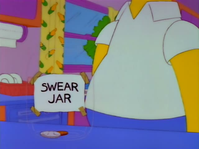 Homer Simpson appears in a bowling alley and then outside his house