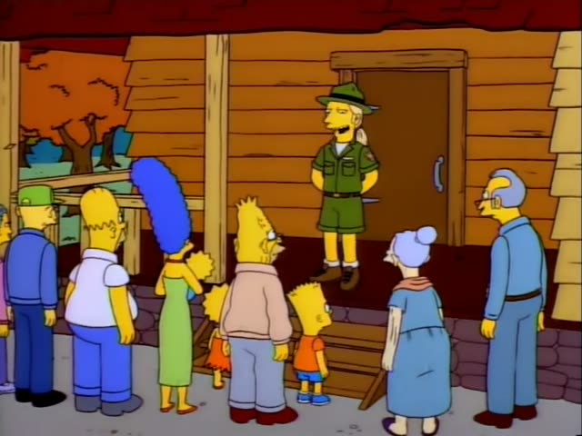 Homer in his white shirt and blue pants, Marge with her tall blue beehive, Lisa in a red dress, Bart in an orange shirt…