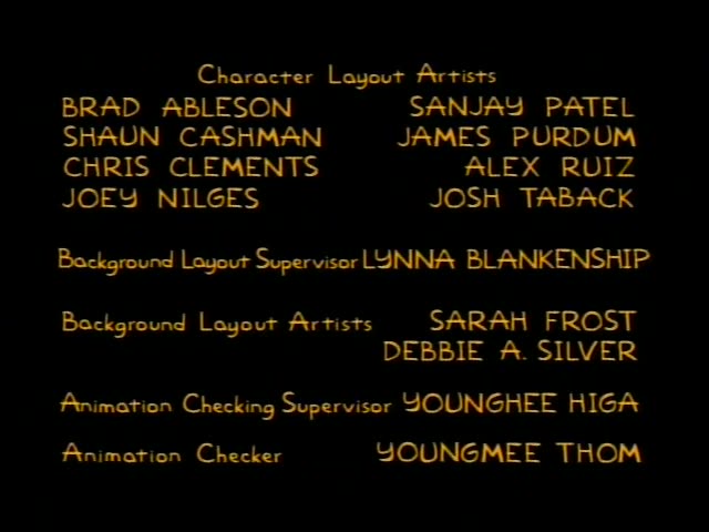 This is an end-credits roll on a plain black background with gold lettering