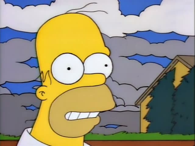 Homer then stands in a hammock strung between two trees in the backyard as the on-screen caption 'Consultant John…