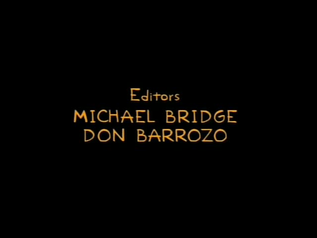 No Simpsons characters appear in this moment; it is a black closing credits sequence