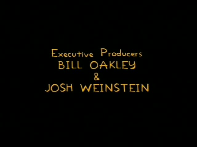 No cartoon characters appear in this moment; it is a black title card sequence from the opening credits