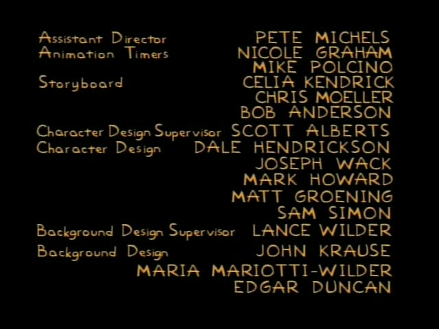 Which is a sequence of end credits on a black background