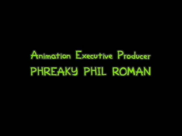 No Simpsons characters appear in this moment; it is a black credits sequence with green text