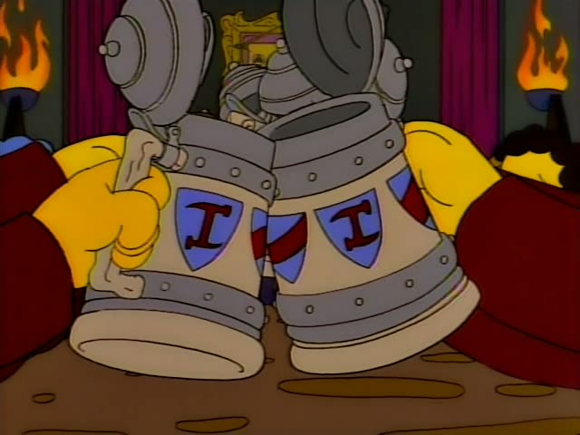 Homer and Marge stand together in a doorway
