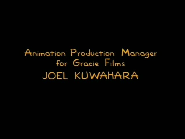 The frames show only a black background with yellow-orange credit text in a playful hand-lettered font, with no characters…