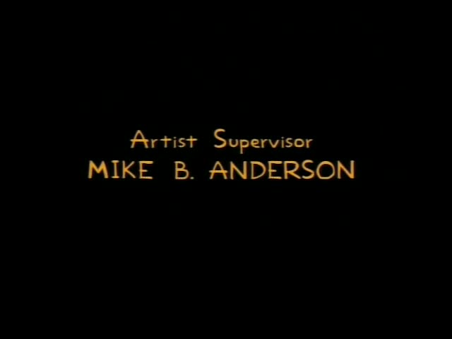 A black closing credits sequence with gold text on a black background