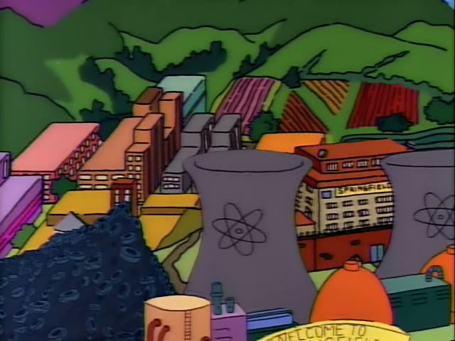 Bart is glimpsed only at the end, standing inside a classroom seen through a purple-framed window of Springfield Elementary…