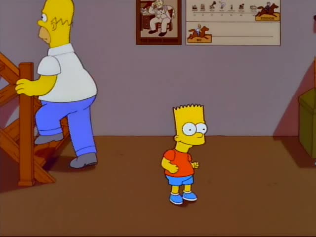 Marge Simpson cleans a mailbox with a sponge from a bucket beside a pink car on a suburban street