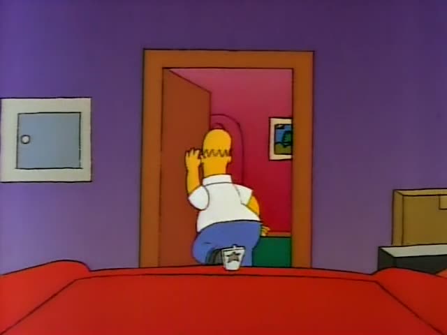Homer gestures and talks with his arm outstretched